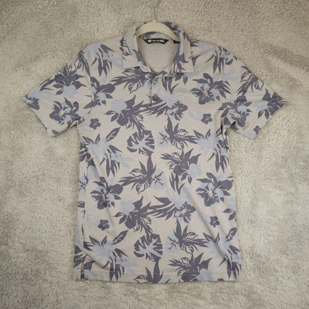 Travis Mathew Floral Polo Shirt - Gray and Blue